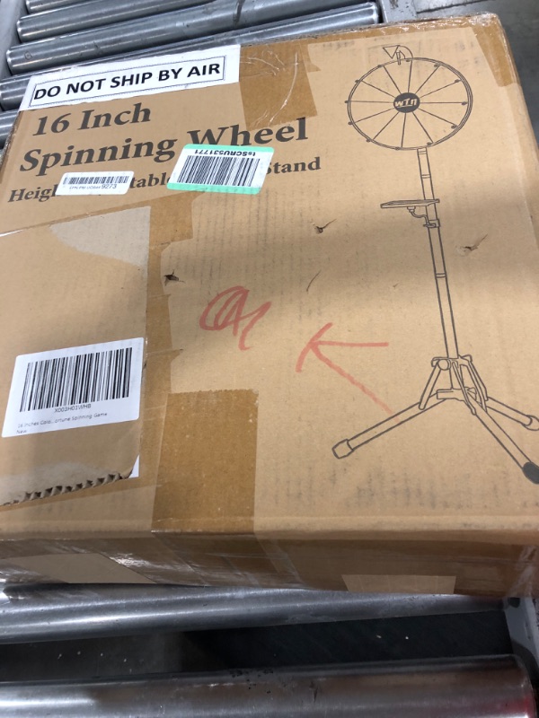Photo 1 of 16 Inch Prize Wheel - Spinning Wheel with Folding Tripod Floor Stand, Height Adjustable Wheel Spinner, 12 Color Slots Raffle Wheel with 2 Dry Erase Markers & Eraser for Carnival, Fortune Spinning Game