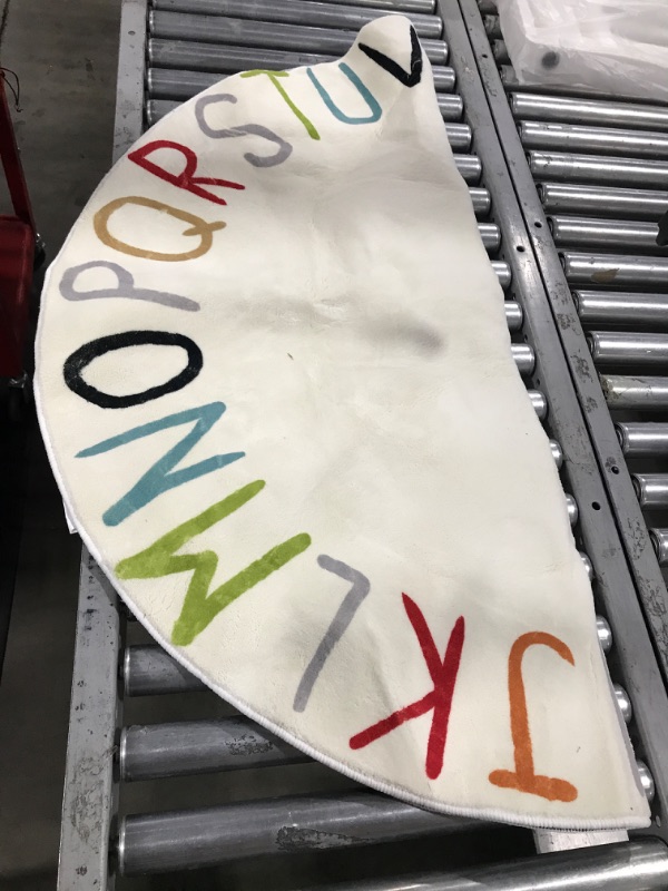 Photo 1 of LIVEBOX Colorful ABC Round Rug Alphabet Play Mat,Circle Washable Rug Rainbow Nursery Rug for Baby Boy and Girl Room,Non-Slip Learning Carpet for Playroom Classroom (47",Multi Color) 47 Inches Colorful