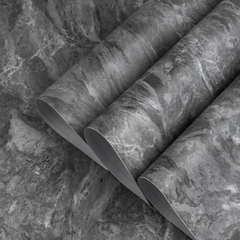 Photo 1 of 24"x197" Gray Marble Look Contact Paper Textured Grey Granite Wallpaper Peel Stick Counter top Decorative Paper Removable Waterproof Adhesive Thick Matte Wall Paper Roll Kitchen Bathroom Vinyl Wrap