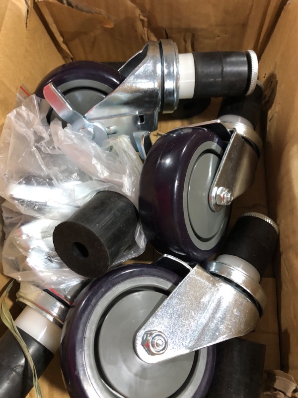 Photo 1 of MySit 4 inch Work Table Caster Wheels for Commercial Kitchen Prep Tables, Expanding Stem Casters Set of 4 with Locking Brakes Fit Both 1-1/2" and 1-5/8" Leg Tube Adapter for Stainless Steel Worktable