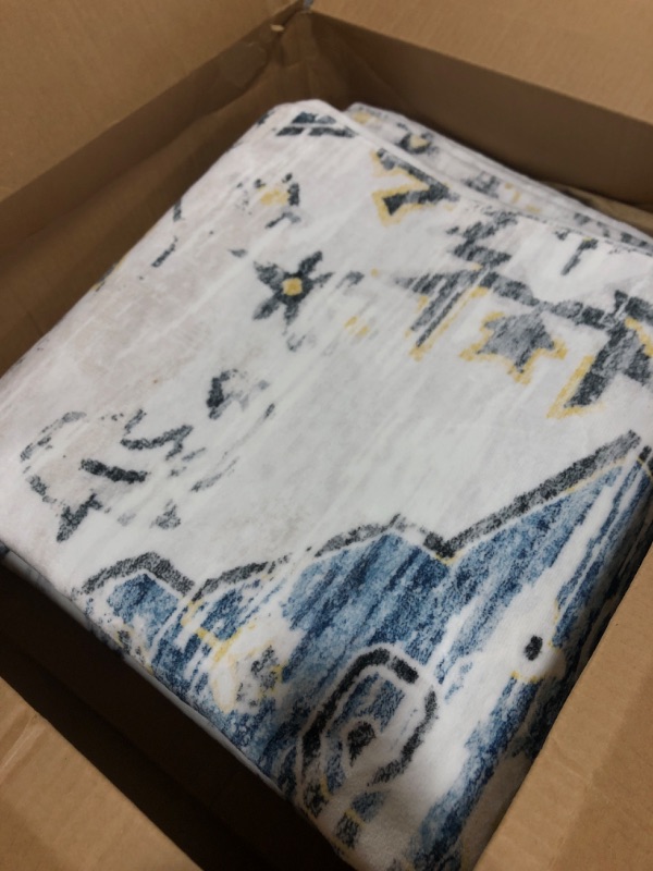 Photo 1 of Auemtyn Washable Rug,8x10 Large Area Rugs for Living Room,Ultra-Thin Soft Blue Rug with Anti-Slip Backing, Vintage Carpet for Bedroom,Dining Room,Home Decor(8'x10',Blue) 8'x10' Blue