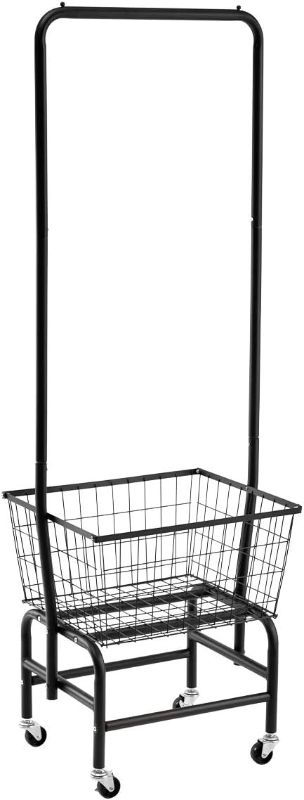 Photo 1 of  Laundry Cart with Clothes Rack, Rolling Laundry Butler with Wire Storage Rack?Black