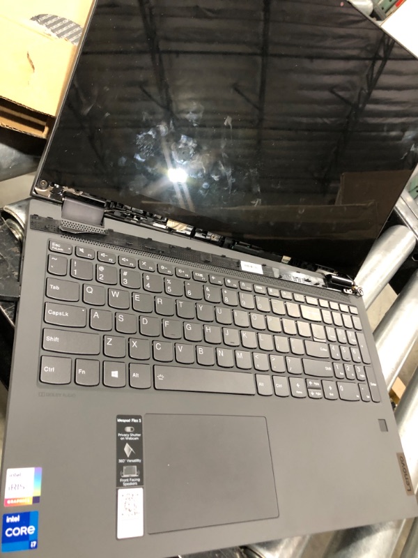 Photo 6 of Lenovo IdeaPad Flex 5 5i 15.6" FHD 2-in-1 Touchscreen (Intel 4-Core i7-1165G7, 16GB RAM, 1TB PCIe SSD, Webcam, Active Stylus), Full HD IPS Convertible Laptop, Fingerprint, Backlit, Windows 11 Home 1TB SSD PARTS ONLY!!! HEAVY DAMAGE POWER IS ON 