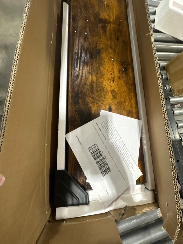 Photo 1 of MAHANCRIS Console Table, 63" Industrial Entryway Table, Extra Long Sofa Table Behind Couch, X-Shaped Support, for Entryway, Hallway, Living Room, Rustic Brown CTHR4801Z