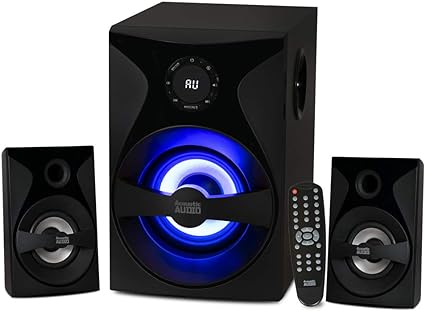 Photo 1 of Acoustic Audio by Goldwood Bluetooth 2.1 Surround Sound System with LED Light Display, FM Tuner, USB/SD Card Inputs - Multimedia PC Speaker Set with Subwoofer, Includes Remote Control - AA2400 Black