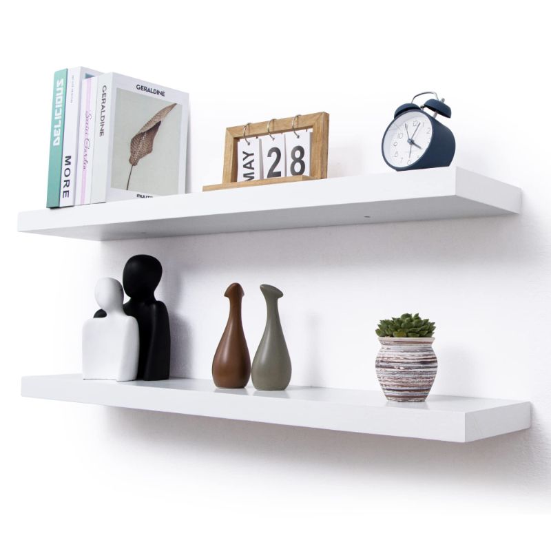 Photo 1 of fuqing White Floating Shelves, 36 Inches Long Shelves Set of 2, Solid Wood Wall Mounted Shelves for Bathroom Kitchen Bedroom 36inch-2P White