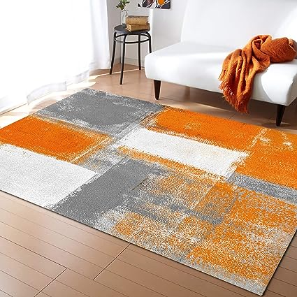 Photo 1 of 
Roll over image to zoom in







Burnt Orange Area Rug 3'x5' for Living Room Bedroom Modern Abstract Gray Rug Soft Shag Rugs Non-Slip Entryway Carpet Non-Shedding Playing Mat for Kids Nursery Room Washable Rug