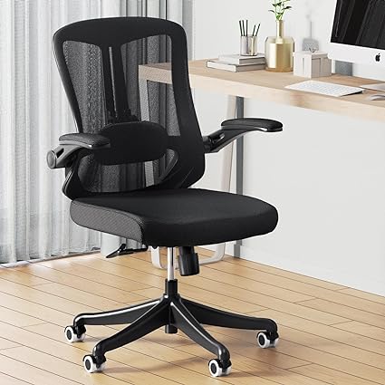 Photo 1 of balmstar Office Chair, Ergonomic Chair Home Office Desk Chairs, Breathable Mid-Back Comfortable Mesh Computer Chair with PU Silent Wheels, Flip-up Armrests, Tilt Function, Lumbar Support