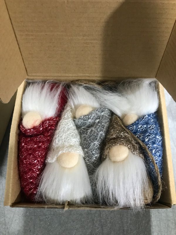 Photo 1 of 10 Pcs Hanging Gnome Ornaments Adorable Christmas Gnomes Handmade Plush Swedish Santa Tomte Holiday Tree Decorations