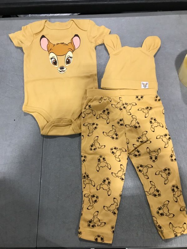 Photo 1 of Disney Classics Bambi Infant Baby Boys or Girls Bodysuit Pants and Hat 3 Piece Outfit Set Newborn to Infant 18M