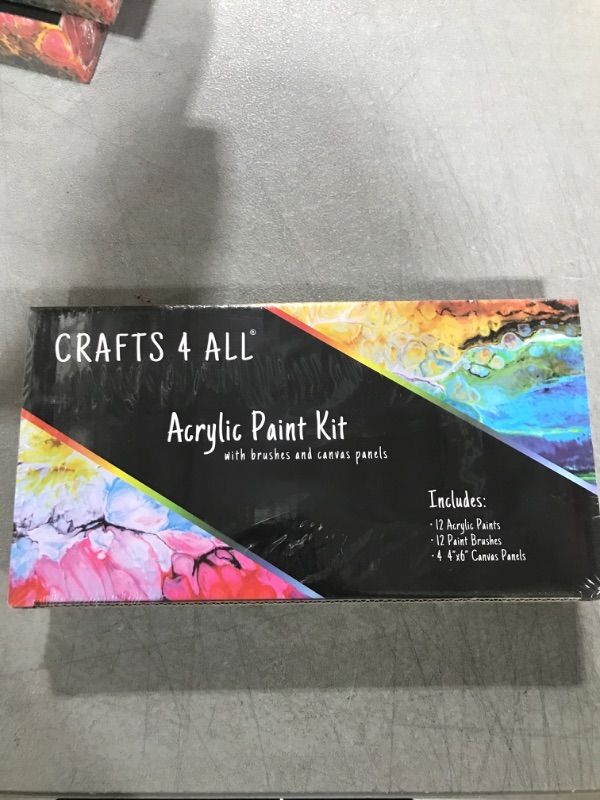 Photo 1 of Acrylic Paint Set for Adults and Kids - 12 Pack of 12mL Paints with 12 Art Brushes & 4 Canvases, Non-Toxic Craft Paint, Halloween Pumpkin Painting Kit - Canvas, Ceramic, Rock Paint - Art Supplies 28 Piece Set