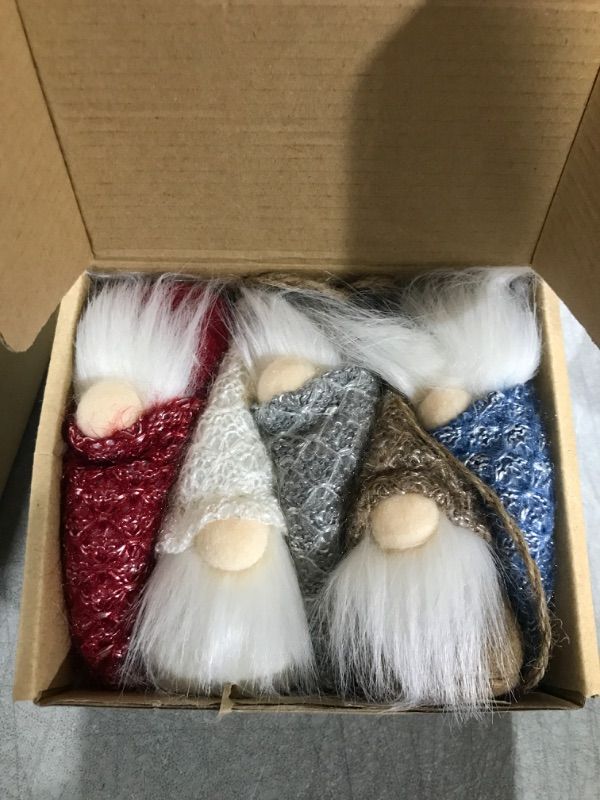 Photo 2 of 10 Pcs Hanging Gnome Ornaments Adorable Christmas Gnomes Handmade Plush Swedish Santa Tomte Holiday Tree Decorations