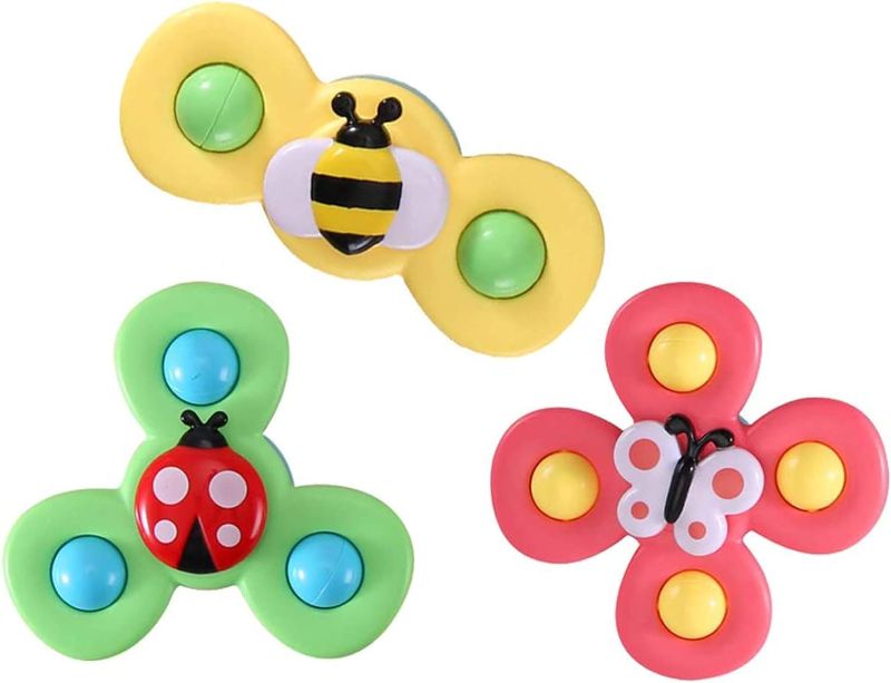 Photo 1 of Addmos Suction Toys for Boy Girls, Baby Bath Toys, Infant Baby Toys Suction Cup Spinning Top Toy, Christmas Birthday Gifts for Toddlers(3PCS )