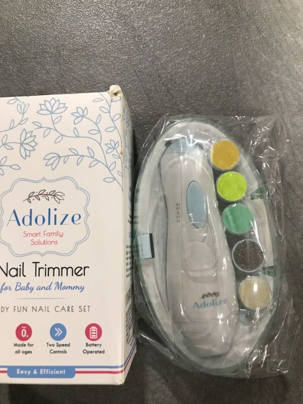 Photo 2 of Adolize Premium Automatic Nail Trimmer for Baby and Women, Safest Electric Nail File for Tiny Newborn Fingernails and Toenails, 6-in-1 Manicure Set with Light, 4 Working Modes (Sky Blue)