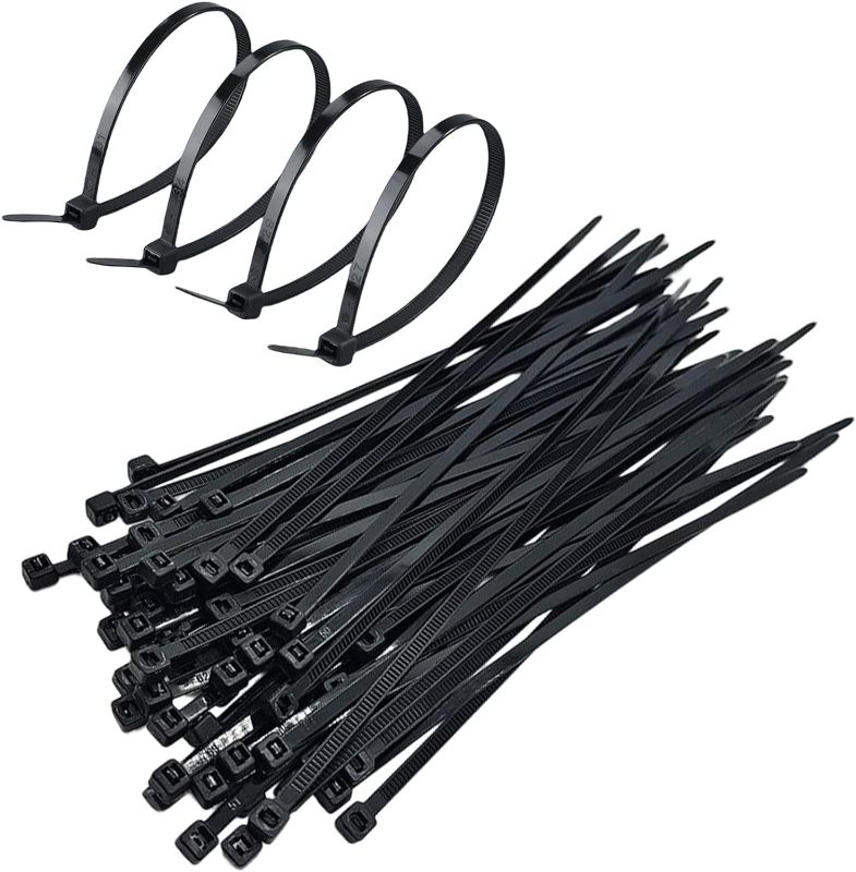 Photo 1 of Zip Ties Cable Wire Black - 200 PCS 8 Inch Heavy Duty Plastic Tie Wire Cord Straps Management for Outdoor 