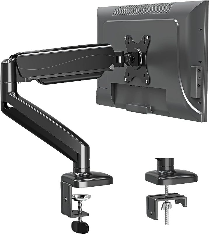 Photo 1 of MOUNTUP Single Monitor Desk Mount, Adjustable Gas Spring Monitor Arm Support Max 32 Inch, 4.4-17.6lbs Screen, Computer Monitor Stand Holder with Clamp/Grommet Mounting Base, VESA Mount Bracket, MU0004
