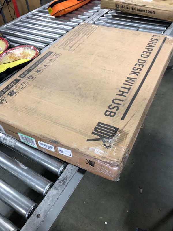 Photo 1 of ODK 40 Inch Small L Shaped Gaming Computer Desk with Power Outlets, Reversible Storage Shelves & PC Stand for Home Office Workstation, Modern Simple Writing Study Table with Storage Bag, White White 40 inch