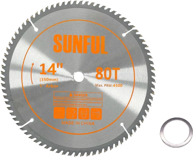 Photo 1 of 14 Inch Miter/Table Saw Blades 80T with 1 Inch Arbor Circular Saw Blade for Cutting Wood (14")
