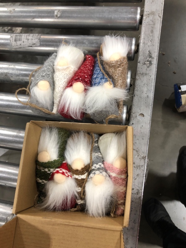 Photo 3 of 10 Pcs Hanging Gnome Ornaments Adorable Christmas Gnomes Handmade Plush Swedish Santa Tomte Holiday Tree Decorations