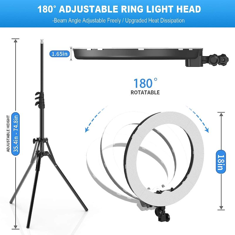 Photo 1 of Aro de luz LED Lash Light Kit, Energy Saving, 5400 Lumens Bright, 3 Color Modeswith Adjustable Tripod & Phone Holder, Suitable for Make Up Artist, Photography, Video Recording, Live Streaming