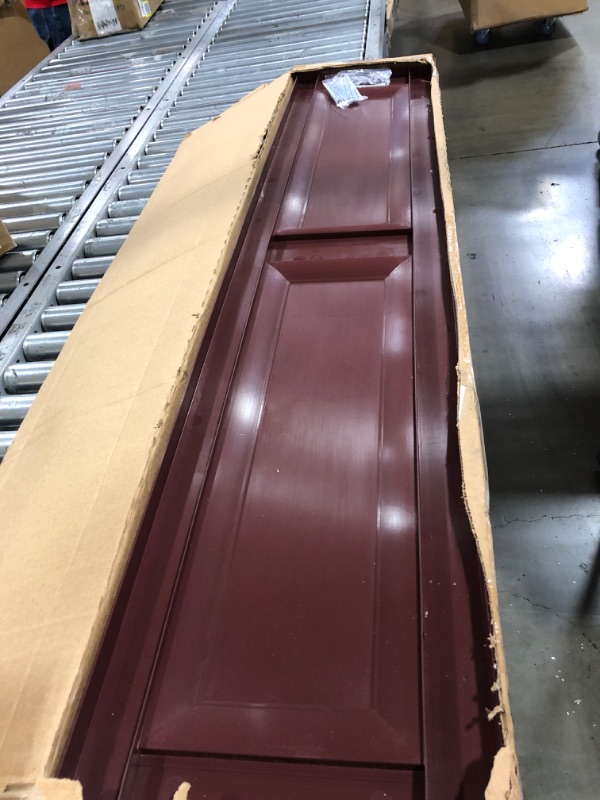 Photo 2 of 12 in. Vinyl Raised Panel Shutters in Bordeaux - Set of 2 (12 in. W X 1 in. D X 59 in. H (6.36 Lbs.))
