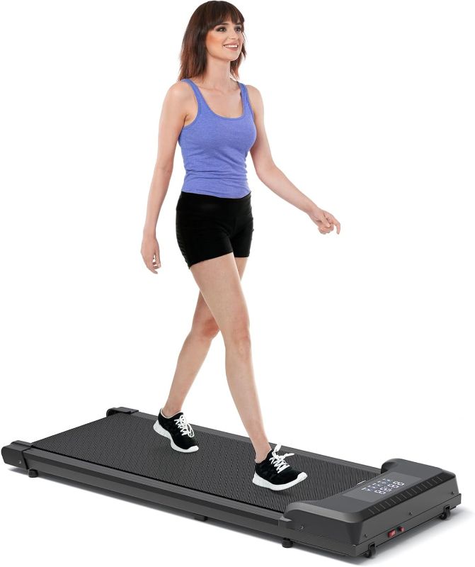 Photo 1 of Walking Pad, Under Desk Treadmill, Treadmills for Home, DAEYEGIM Walking Running Machine Portable Desk Treadmill with Wheels & Installation Free with Remote for Home Office - Black
