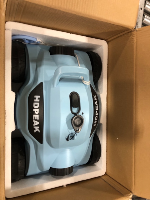 Photo 2 of Cordless Robotic Pool Cleaner, HDPEAK Pool Vacuum Lasts 110 Mins, Auto-Parking, Rechargeable, Automatic Cordless Pool Vacuum Ideal for Above/In-Ground Pools Up to 50 feet, Blue