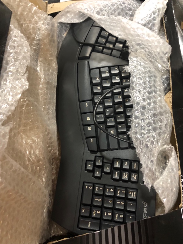 Photo 2 of Perixx Periboard-512 Ergonomic Split Keyboard - Natural Ergonomic Design - Black - Bulky Size 19.09"x9.29"x1.73", US English Layout Wired Black Keyboard