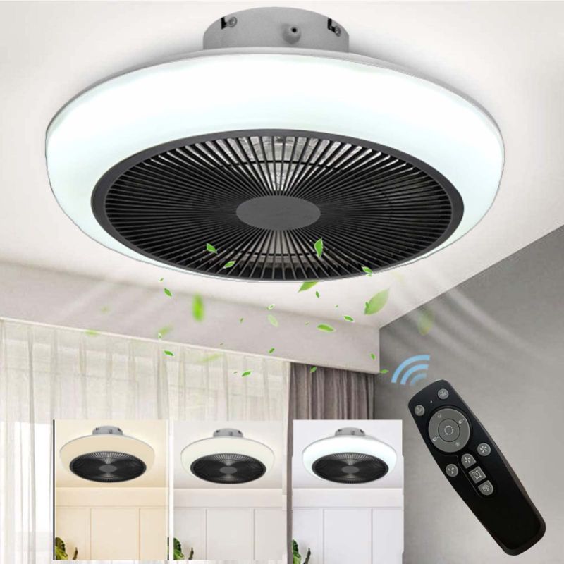 Photo 1 of ACECAR Enclosed Ceiling Fan with Lights Remote Control, Dimmable Fan Lighting with 3-Color Dimming, 3-Level Wind Speed, Smart Timing (110V)