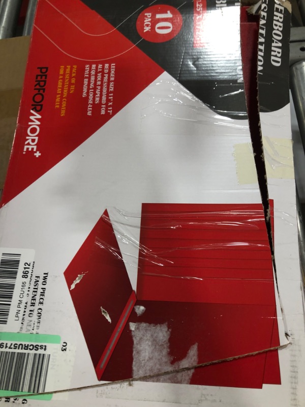 Photo 1 of 10 Pack of 11”x17” Landscape Pressboard Presentation Binder Folder, Red Fiberboard Report Cover with Metal Prong Paper Fastener to Neatly Bind Reports, Proposals, Transcripts and Other Documents