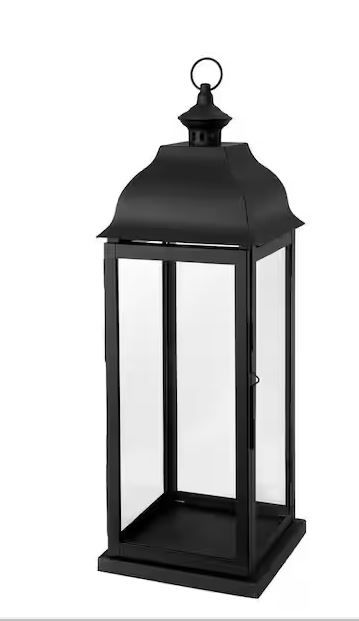 Photo 1 of 22 in. Traditional Black Steel Outdoor Patio Lantern
