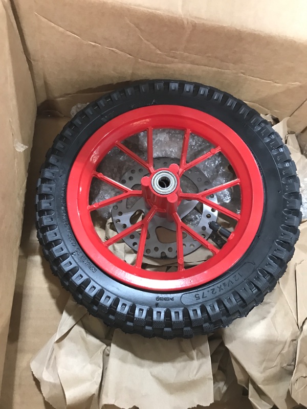 Photo 2 of 12.5x2.75in Mini Bicycle Rear Wheel,anti Skid Rubber Steel Alloy for 47cc 49cc 2 Stroke Dirt Bike(C (red))
