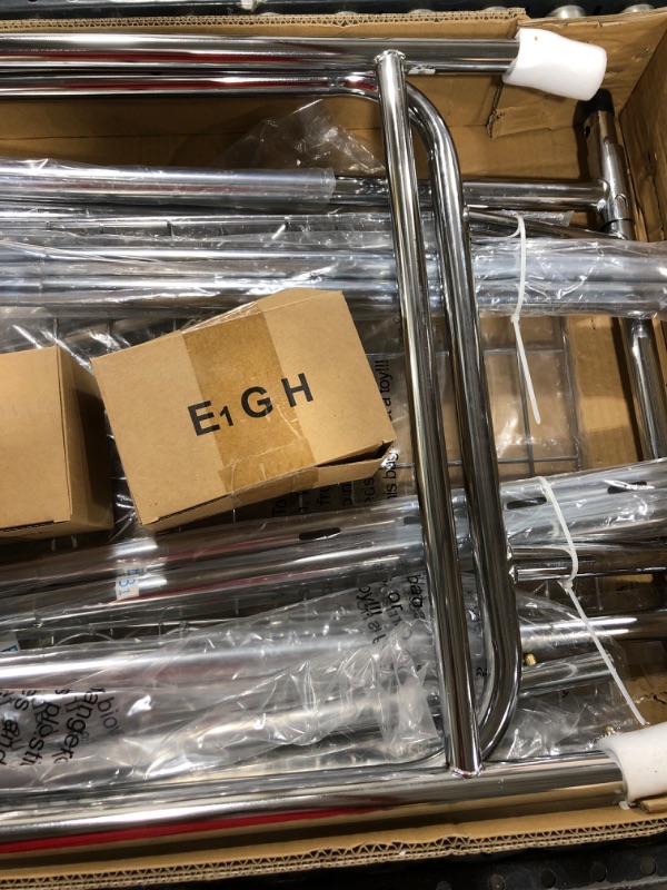 Photo 4 of HOKEEPER Double Clothing Garment Rack with Shelves Capacity 600 lbs Clothing Racks on Wheels Rolling Clothes Rack for Hanging Clothes Heavy Duty Portable Collapsible Commercial Garment Rack Chrome