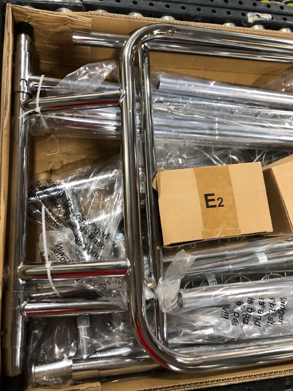 Photo 3 of HOKEEPER Double Clothing Garment Rack with Shelves Capacity 600 lbs Clothing Racks on Wheels Rolling Clothes Rack for Hanging Clothes Heavy Duty Portable Collapsible Commercial Garment Rack Chrome