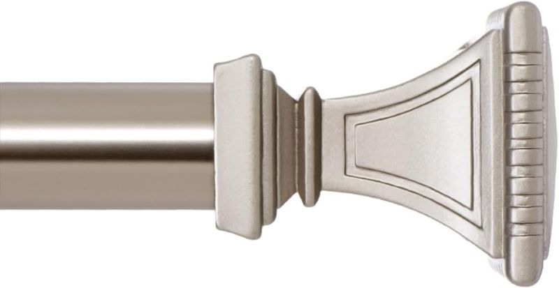 Photo 1 of 
Ivilon Decorative Window Curtain Rod - Carved Square Finials, 1 1/8 in Rod, 48 to 86 in. Satin Nickel
Size:48 to 86 in.