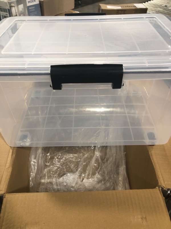 Photo 3 of  Plastic Storage Bin Tote Organizing Container with Durable Lid and Seal and Secure Latching Buckle Clear 