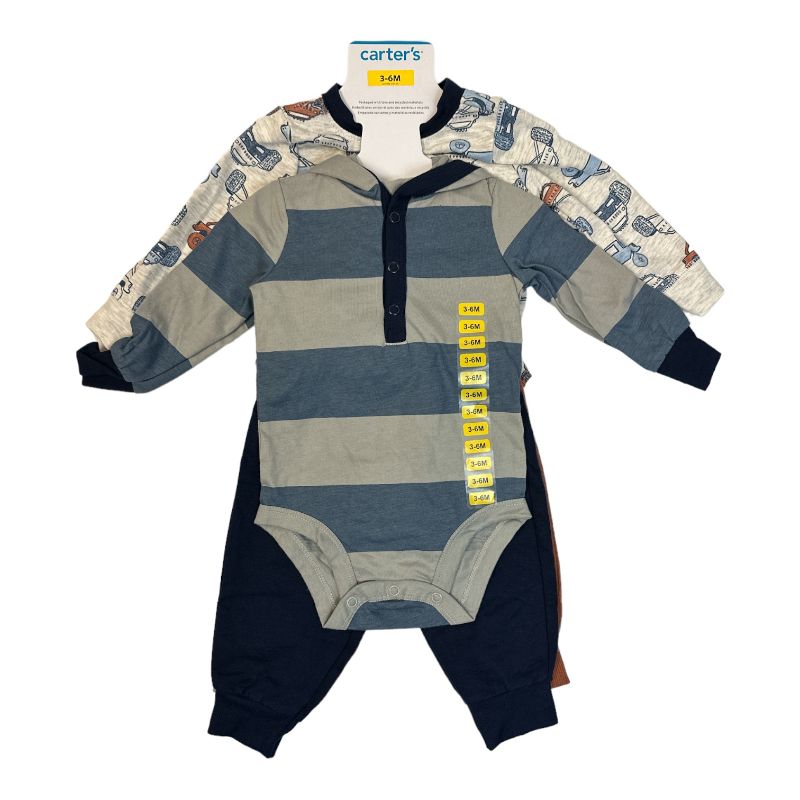 Photo 1 of Carter;s Baby Boy S 4-Piece Long Sleeve Bodysuits & Jogger Pants Set (Navy/Brown/Cars 3-6M)
SIZE 3-6 MONS