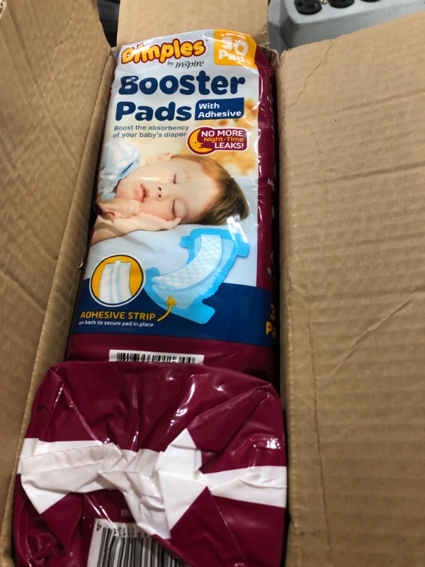 Photo 2 of Dimples Booster Pads, Baby Diaper Doubler with Adhesive - 1 Size Fits All Diapers - Boosts Diaper Absorbency - No More leaks 90 Count (with Adhesive for Secure Fit)