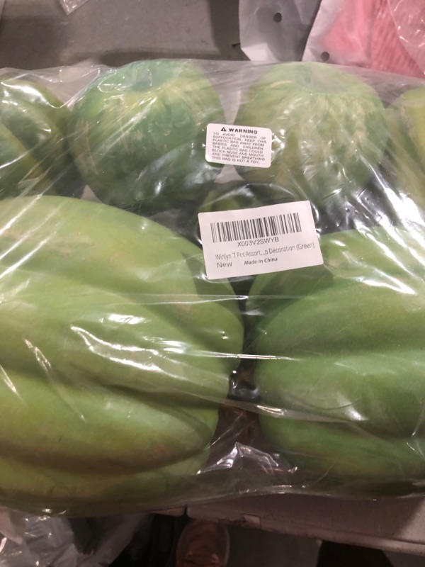 Photo 1 of 7 PCS ASSORTED GREEN PUMPKINS 