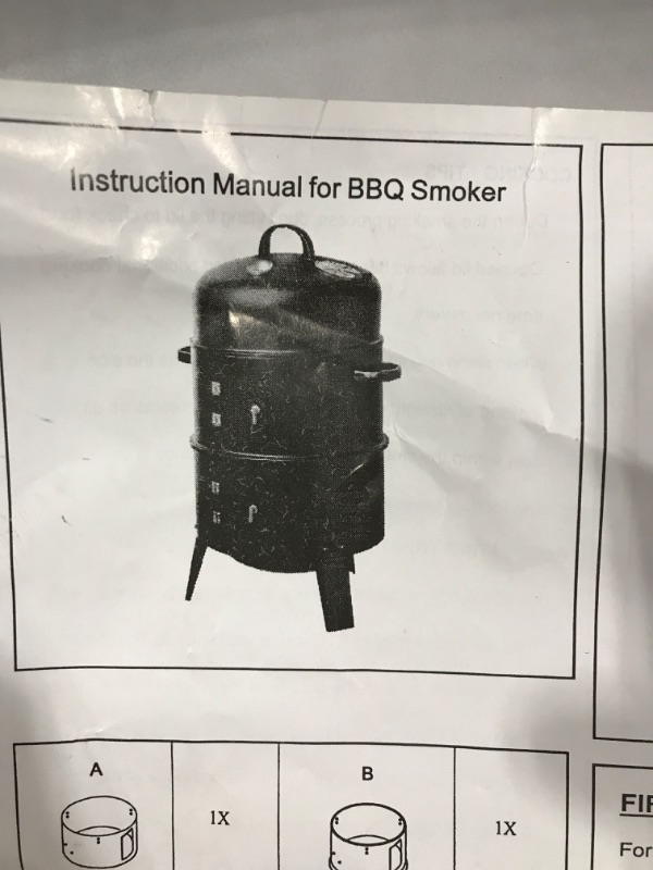 Photo 1 of 3-in-1 Outdoor Smoker Grill, Portable Charcoal BBQ Grill with Smoker Combo, Built-in Thermometer and Air Vent, 6 Hooks, 2 Layers Vertical Steel Charcoal Smoker for Outdoor Cooking Camping
