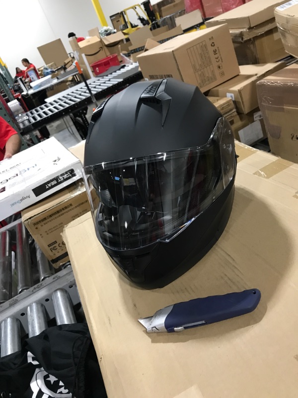 Photo 1 of AHR Motorcycle Dual Visor Modular Flip up Full Face Helmet DOT Approved - AHR Helmet RUN-M3 for Adult Motorbike Street Bike Moped Racing (Matte Black, M) Medium Matte Black