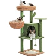 Photo 1 of PAWZ Road Cat Tree 42 Inches Cactus Cat Tower with Sisal Covered Scratching Posts, Pads and Cozy Condo for Indoor Cats, Cat Climbing Stand with Plush Perch & Hammock for Multi-Level Cat House
