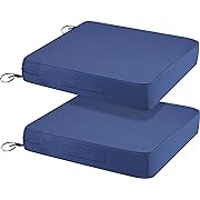 Photo 1 of  Navy Blue Outdoor Seat Cushions 24" W x 24" D x 4" H Sun Resistant Replacement Cushions for Patio Deep Seat Chairs Square Coner Sectional Seat Cushions