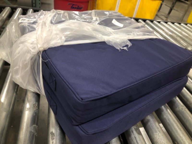 Photo 2 of  Navy Blue Outdoor Seat Cushions 24" W x 24" D x 4" H Sun Resistant Replacement Cushions for Patio Deep Seat Chairs Square Coner Sectional Seat Cushions