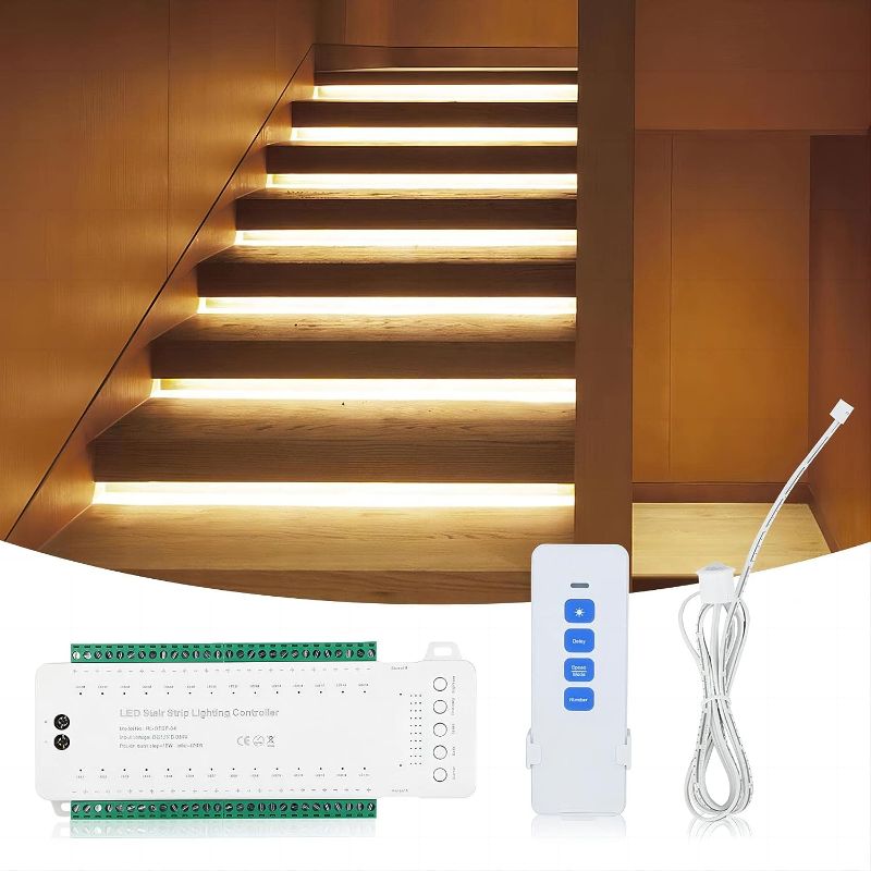 Photo 1 of 20 Pack Srora Stair Lights Motion Sensor, LED Stair Light Controller, 28 Steps Indoor LED Stair Light Sensor, 9 Lighting Modes Adjustment, Stair Light Motion Sensor, Motion Sensor(20 Stair Light Controller)

