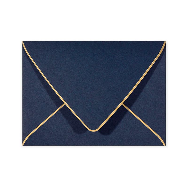 Photo 1 of A6 Navy Envelopes With Gold Border, 4x6 Envelopes 50 Pack -Quick Self Seal, For 4x6 Cards|Perfect for Weddings, Invitations, Photos, Baby Shower| 6.5 x 4.75 Inches (Noble blue) A6 (6.5 x 4.75 Inches) blue