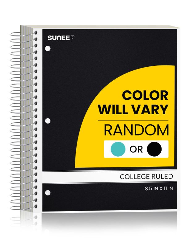 Photo 1 of SUNEE Color Will Vary 5 Subject Notebook College Ruled - 200 Sheets, 8.5"x11", 4 Pocket Dividers, 3-Hole Punched Paper