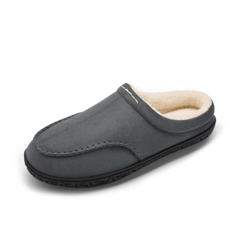 Photo 1 of DREAM PAIRS Men's Fuzzy Memory Foam Slip-on Moccasin Washable House Slippers, Cozy Warm Wool-Like Lining and Anti-Skid Rubber Sole for Indoor and Outdoor Wear 11 Dark Grey