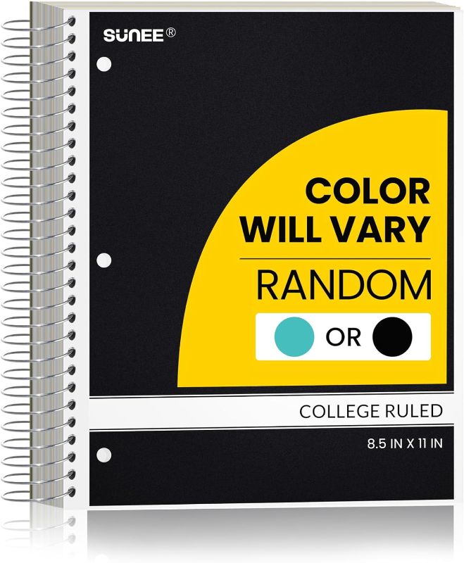 Photo 1 of SUNEE Color Will Vary 5 Subject Notebook College Ruled - 200 Sheets, 8.5"x11", 4 Pocket Dividers, 3-Hole Punched Paper(black) 
