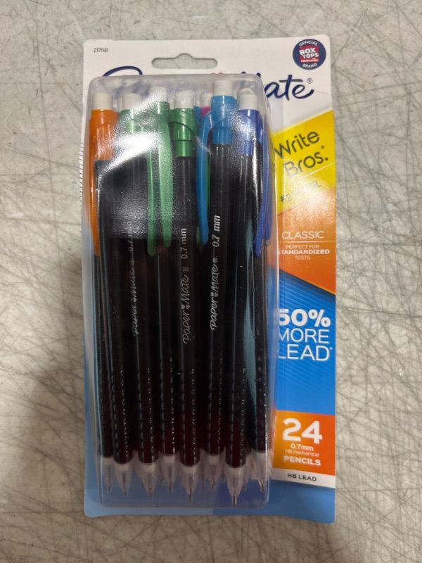 Photo 1 of Paper Mate Mechanical Pencils, Write Bros. Strong #2 Pencil for Less Lead Breakage, 0.9mm, 24 Count 0.9MM Pencils